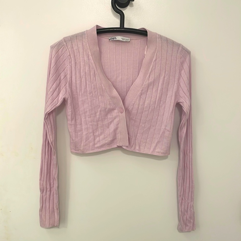 Cropped Zara cardigan in Lilac